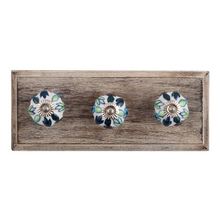 Okra Ceramic Wooden Hooks